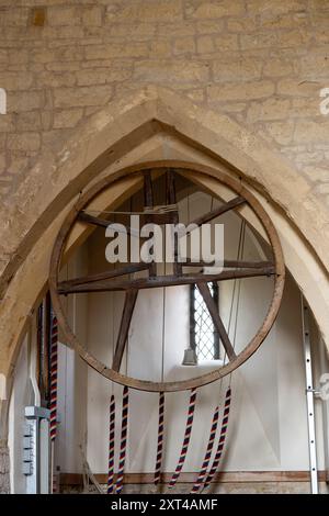 The bell ringing chamber, St. Mary`s Church, Halford, Warwickshire, England, UK Stock Photo